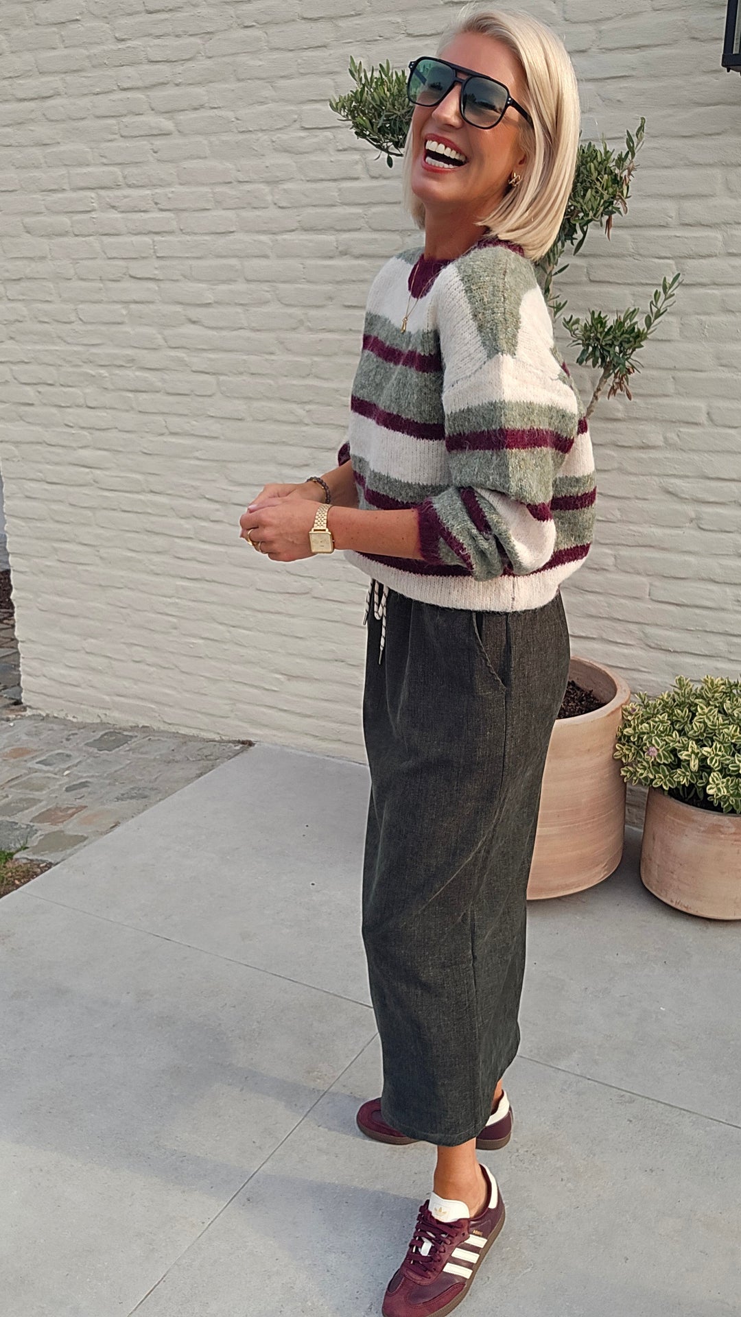 CLEMENCE striped knit olive