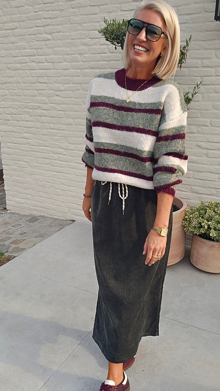 CLEMENCE striped knit olive