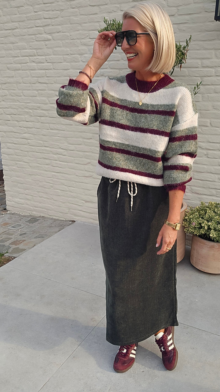 CLEMENCE striped knit olive