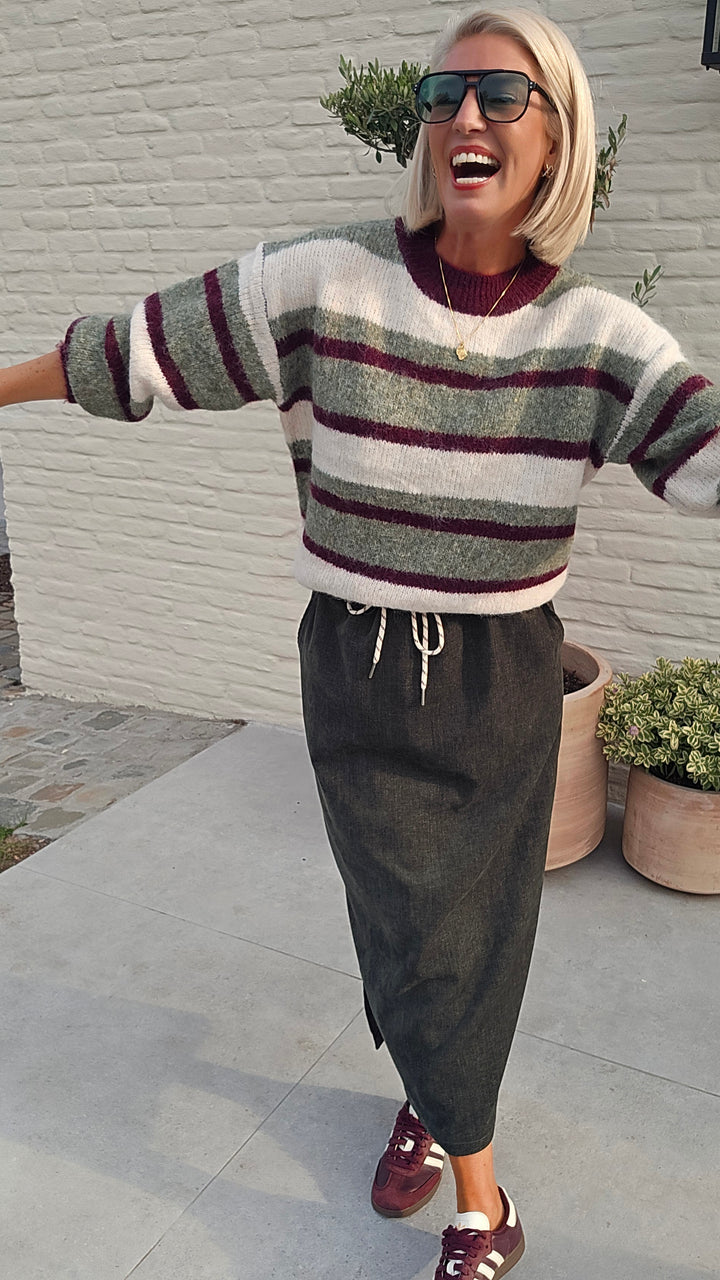 CLEMENCE striped knit olive