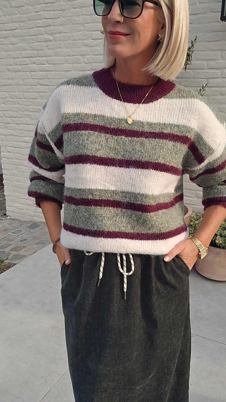 CLEMENCE striped knit olive