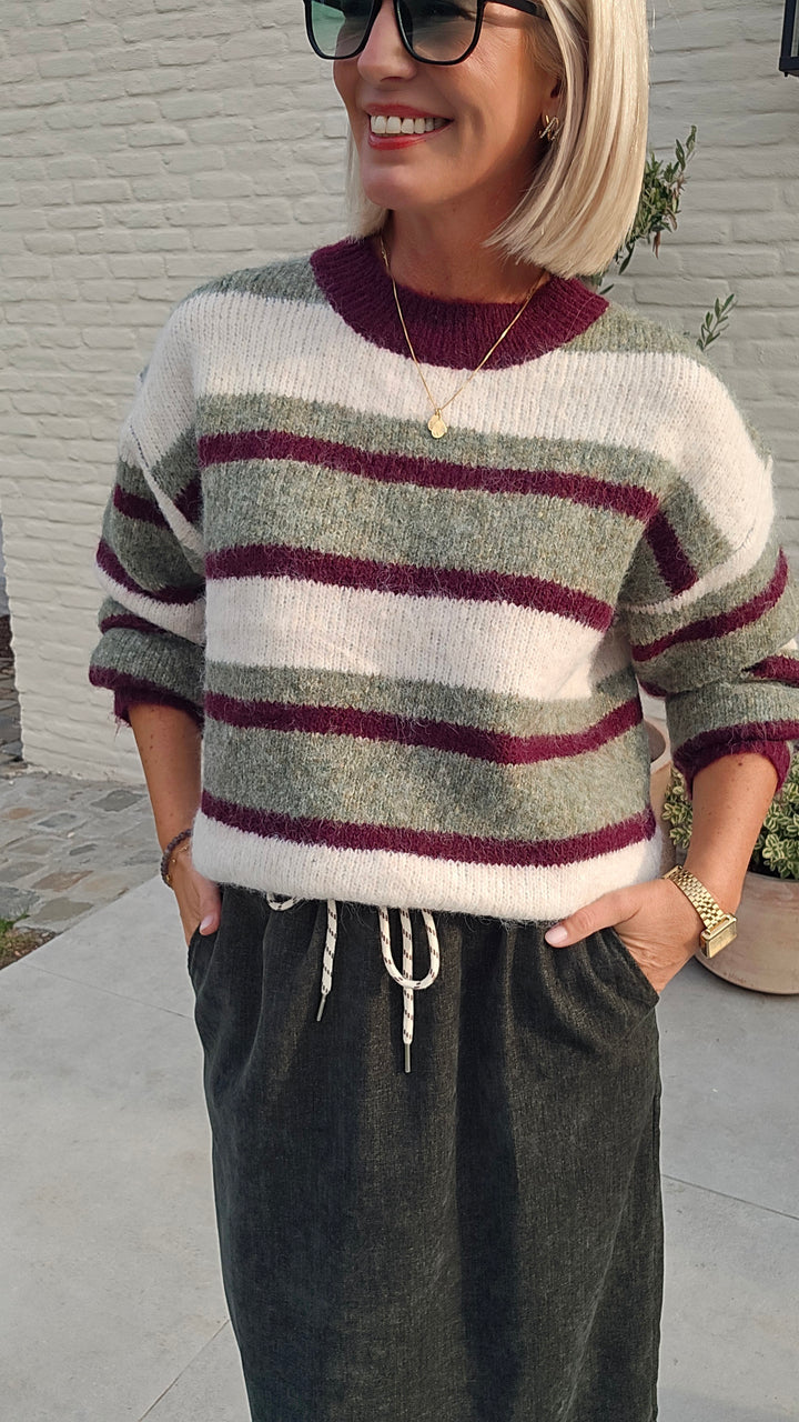 CLEMENCE striped knit olive