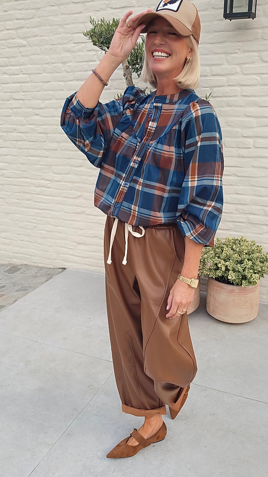 SARA check blouse