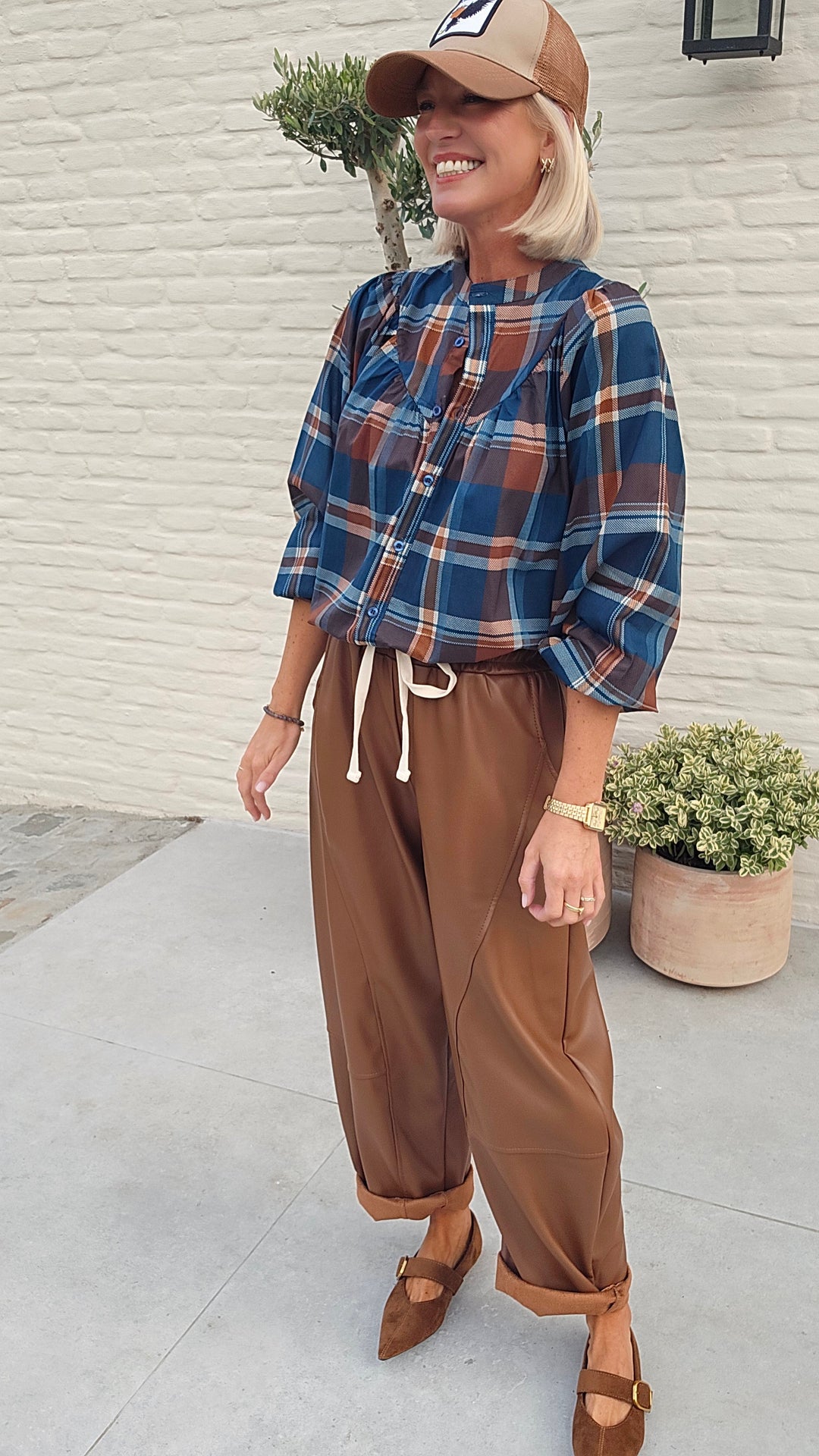 SARA check blouse