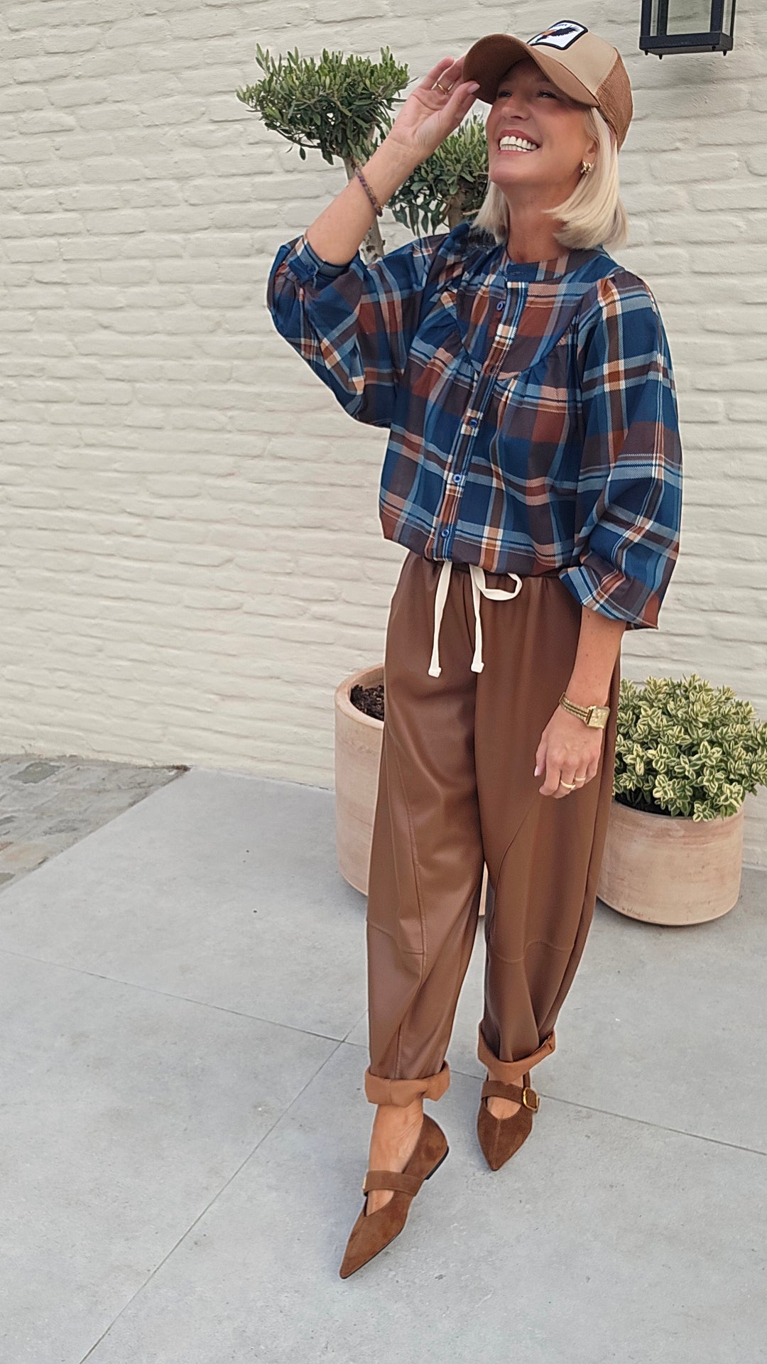SARA check blouse