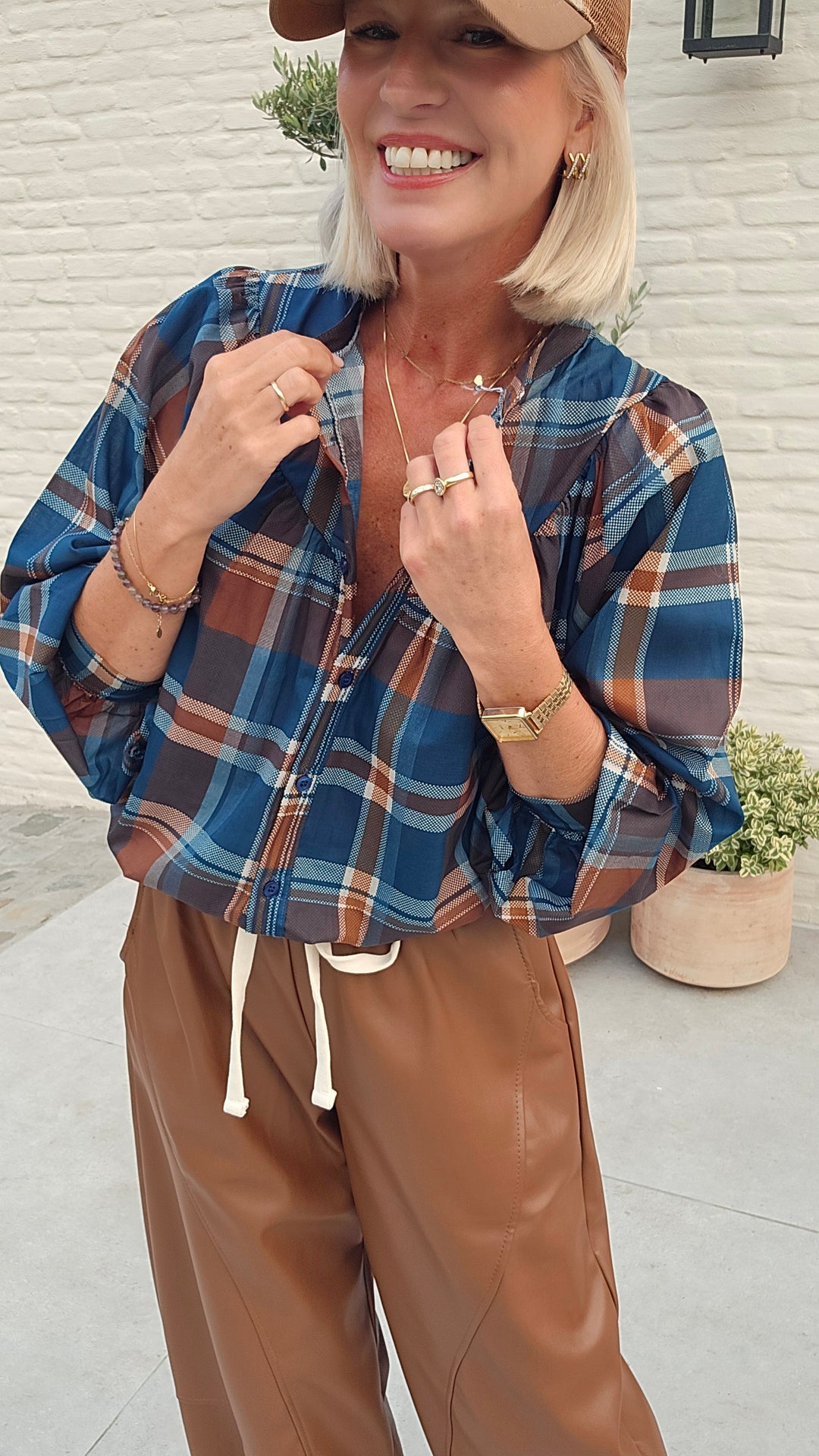 SARA check blouse