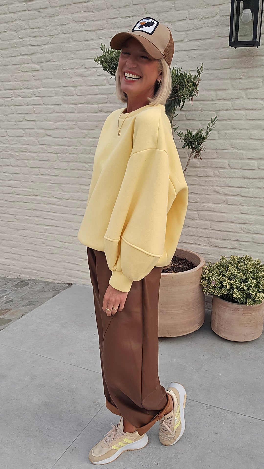 FENNE faux leather balloon pants camel