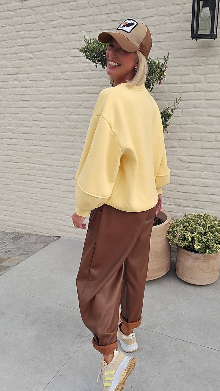 FENNE faux leather balloon pants camel
