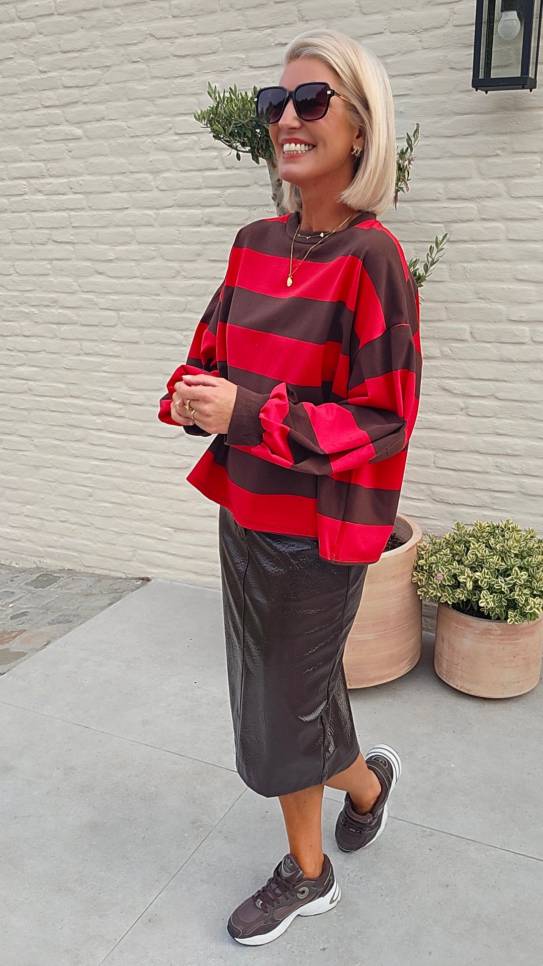 MANDI striped sweatshirt red chocolat
