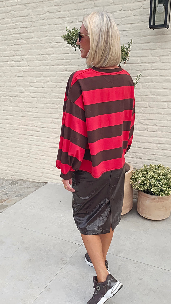 MANDI striped sweatshirt red chocolat