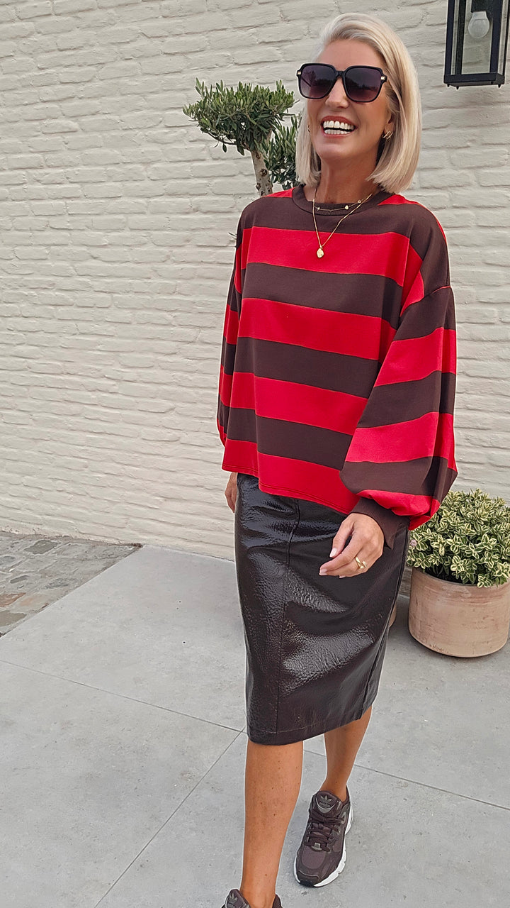 MANDI striped sweatshirt red chocolat