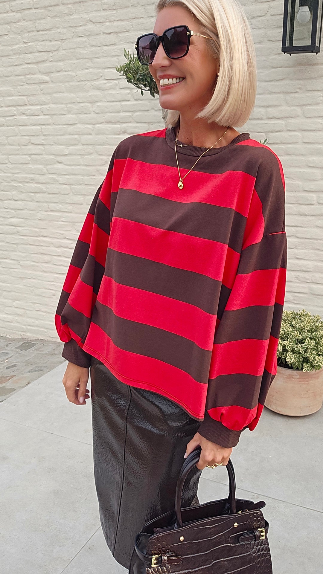 MANDI striped sweatshirt red chocolat