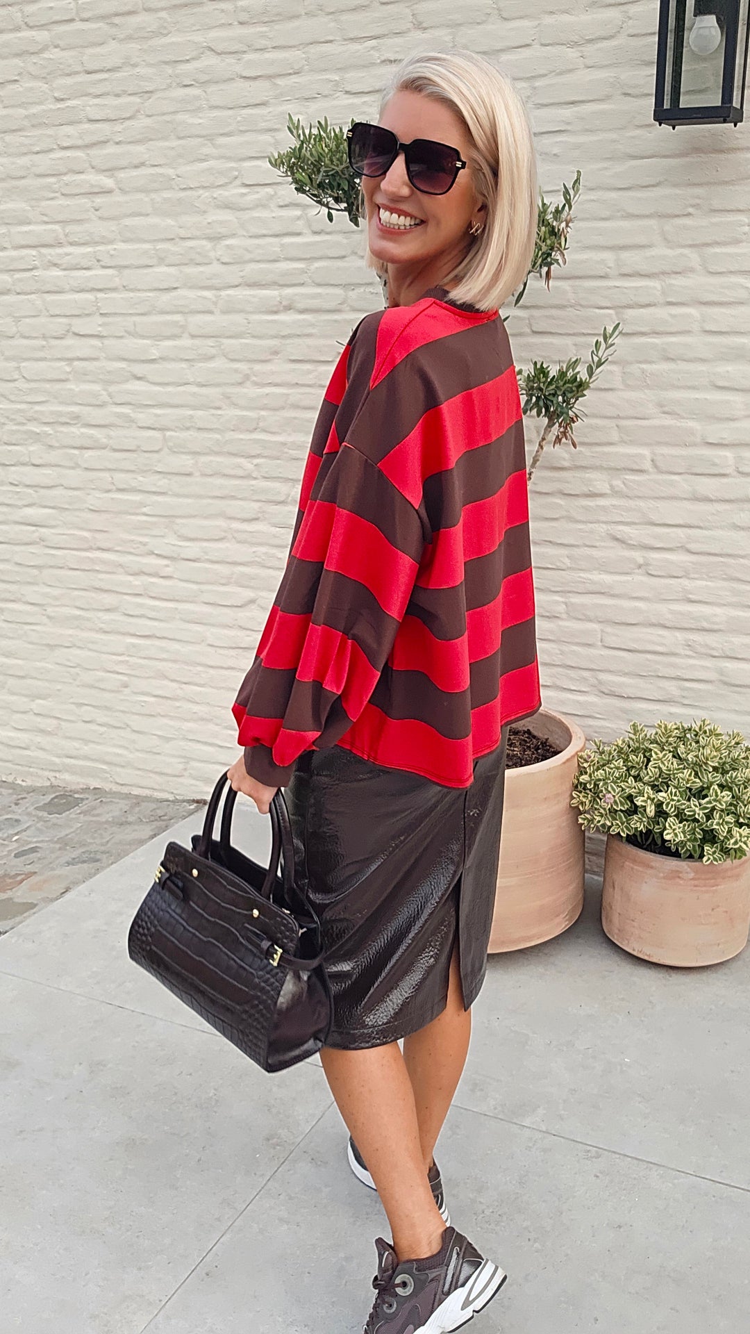 MANDI striped sweatshirt red chocolat
