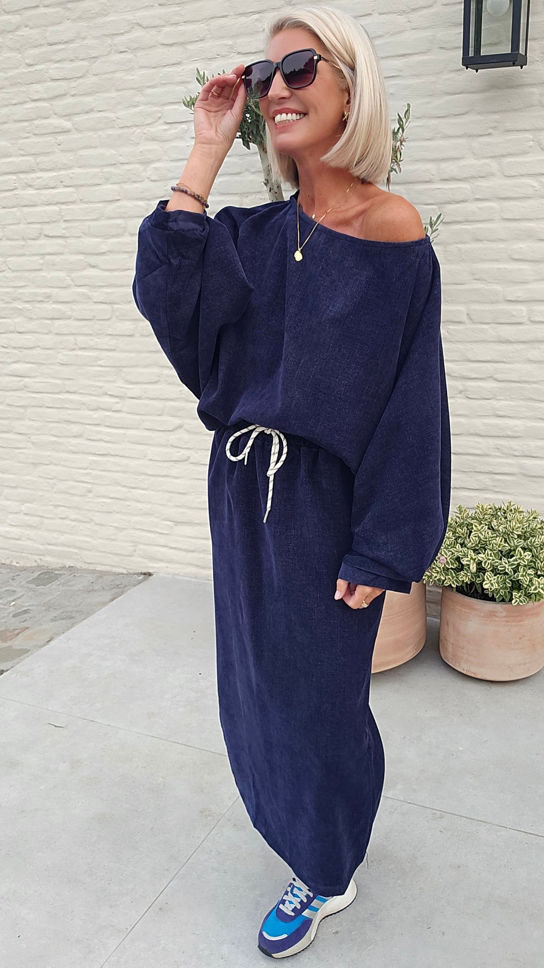 CLAIRE velours skirt navy