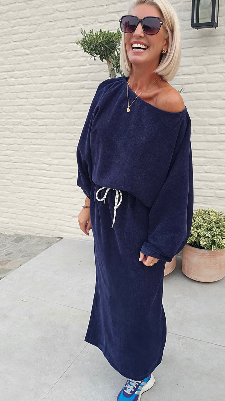 CLAIRE velours top navy