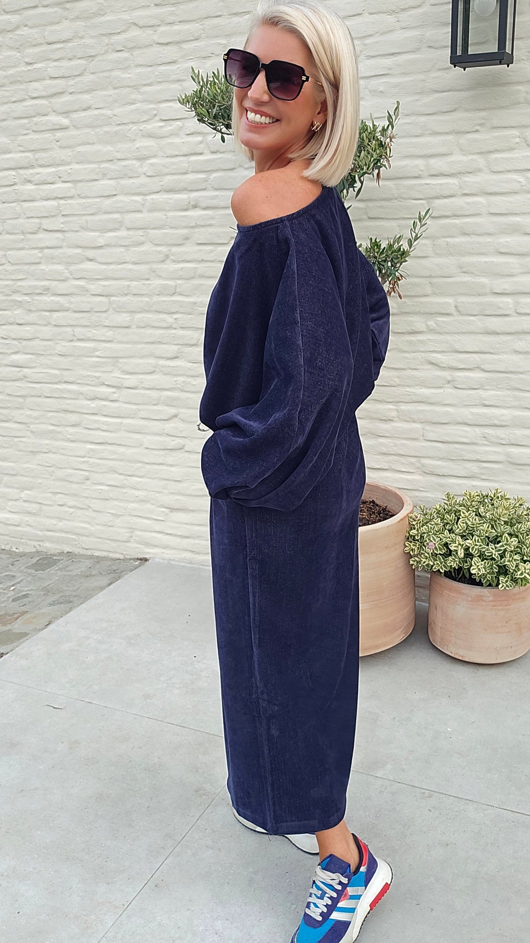 CLAIRE velours top navy