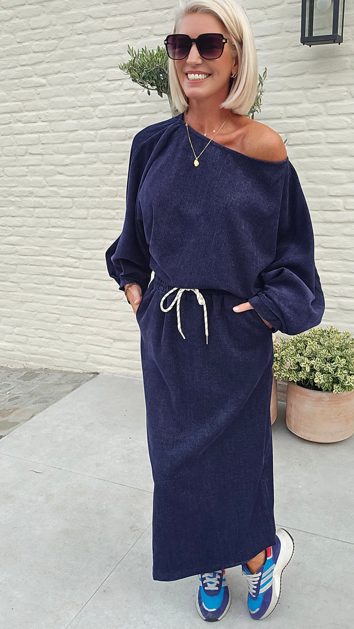 CLAIRE velours top navy