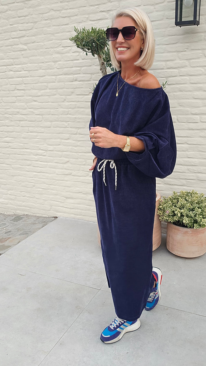 CLAIRE velours top navy