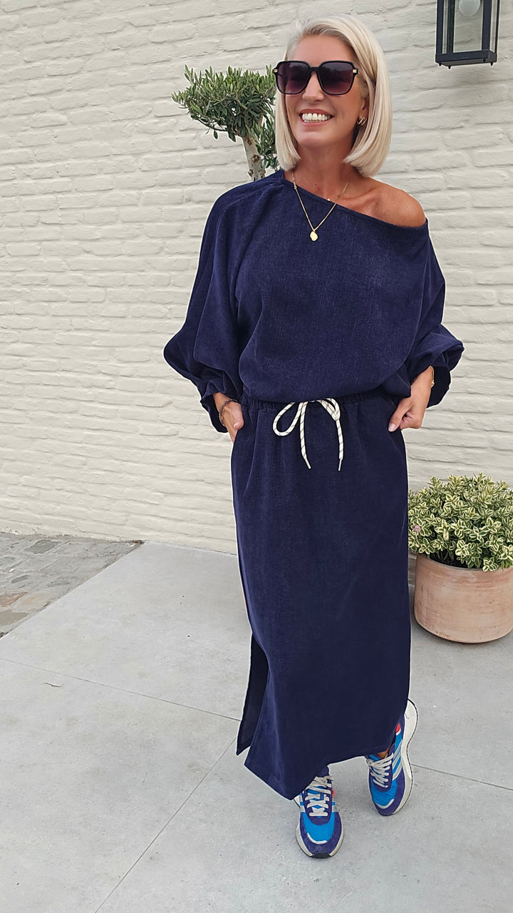 CLAIRE velours top navy