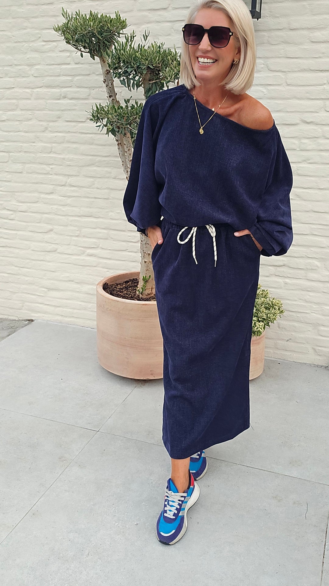 CLAIRE velours top navy