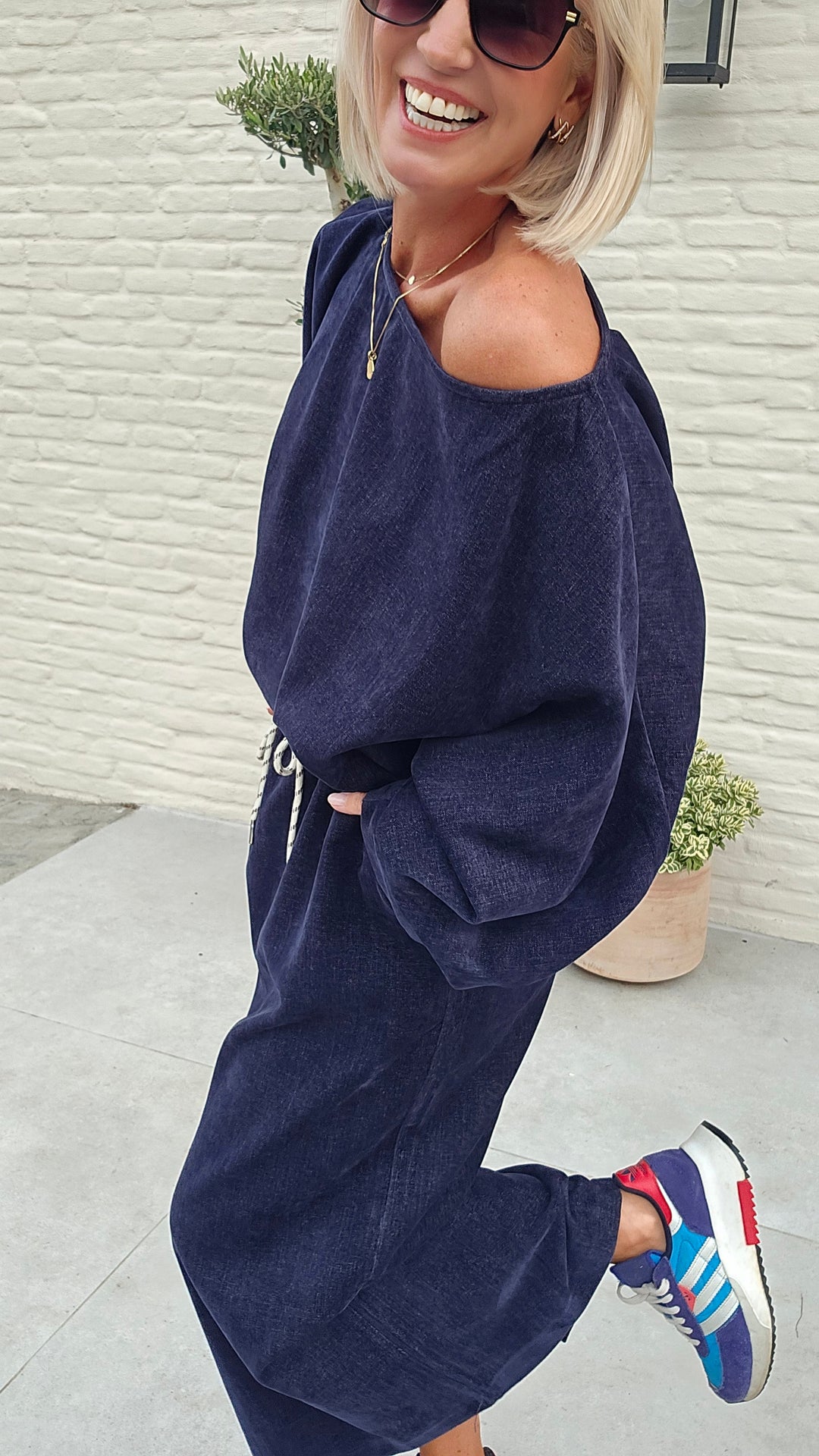 CLAIRE velours top navy
