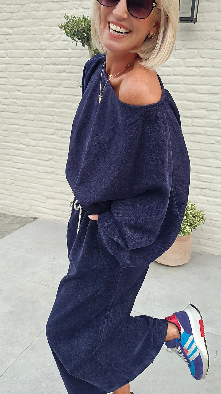 CLAIRE velours top navy