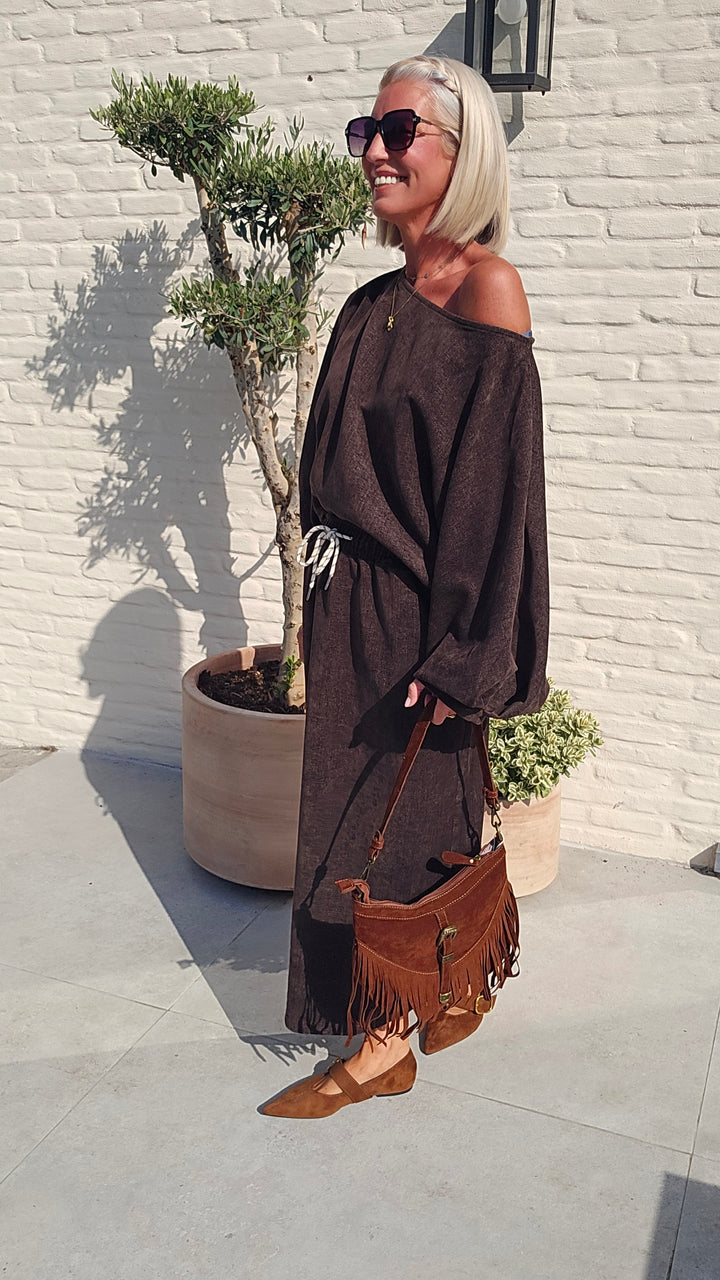 CLAIRE velours top chocolat