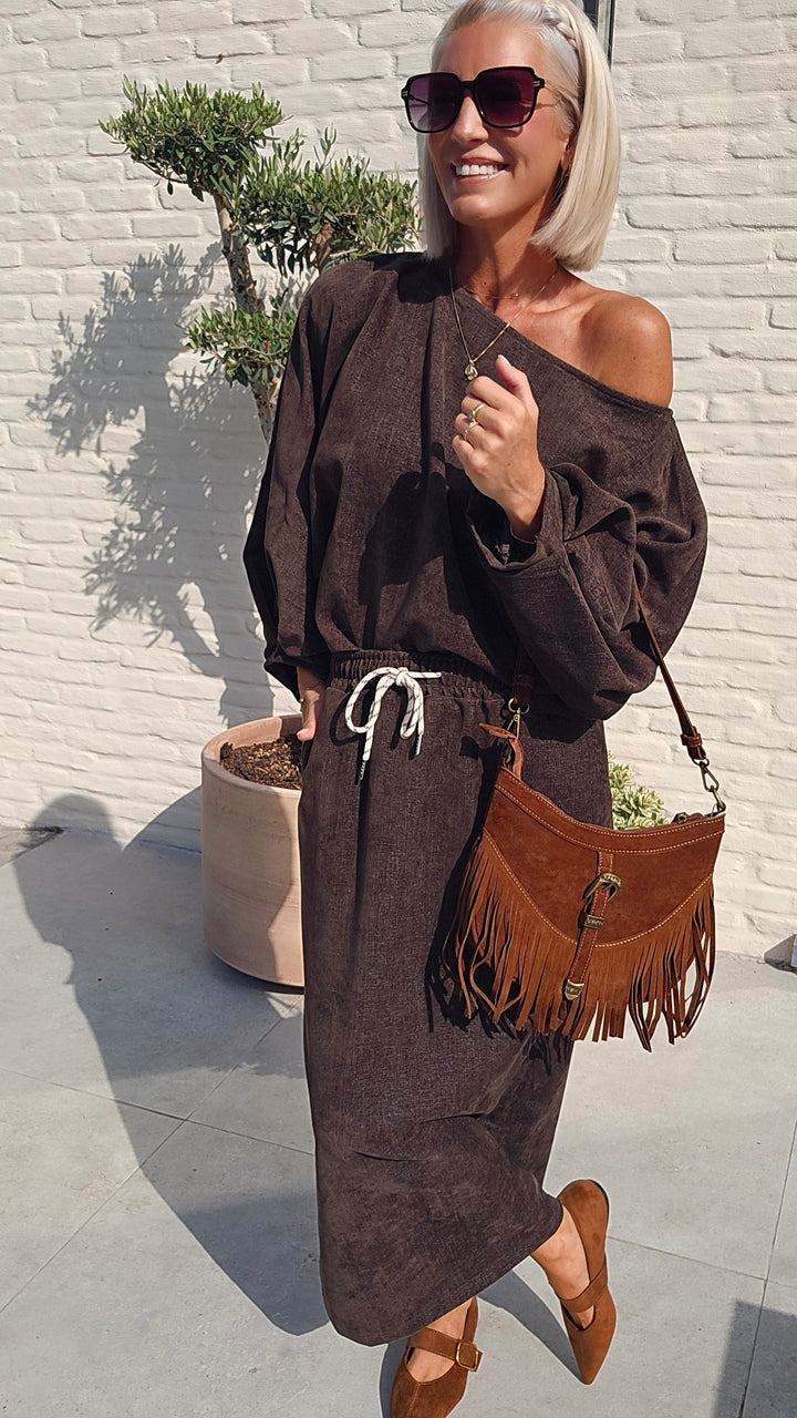 CLAIRE velours top chocolat