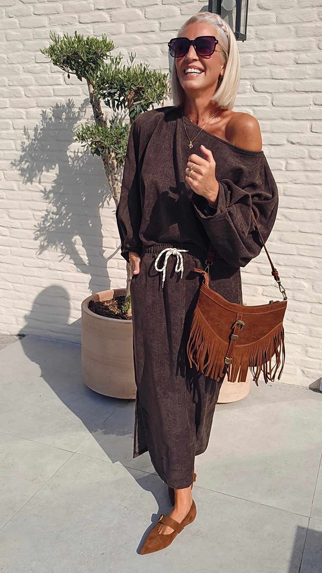 CLAIRE velours top chocolat