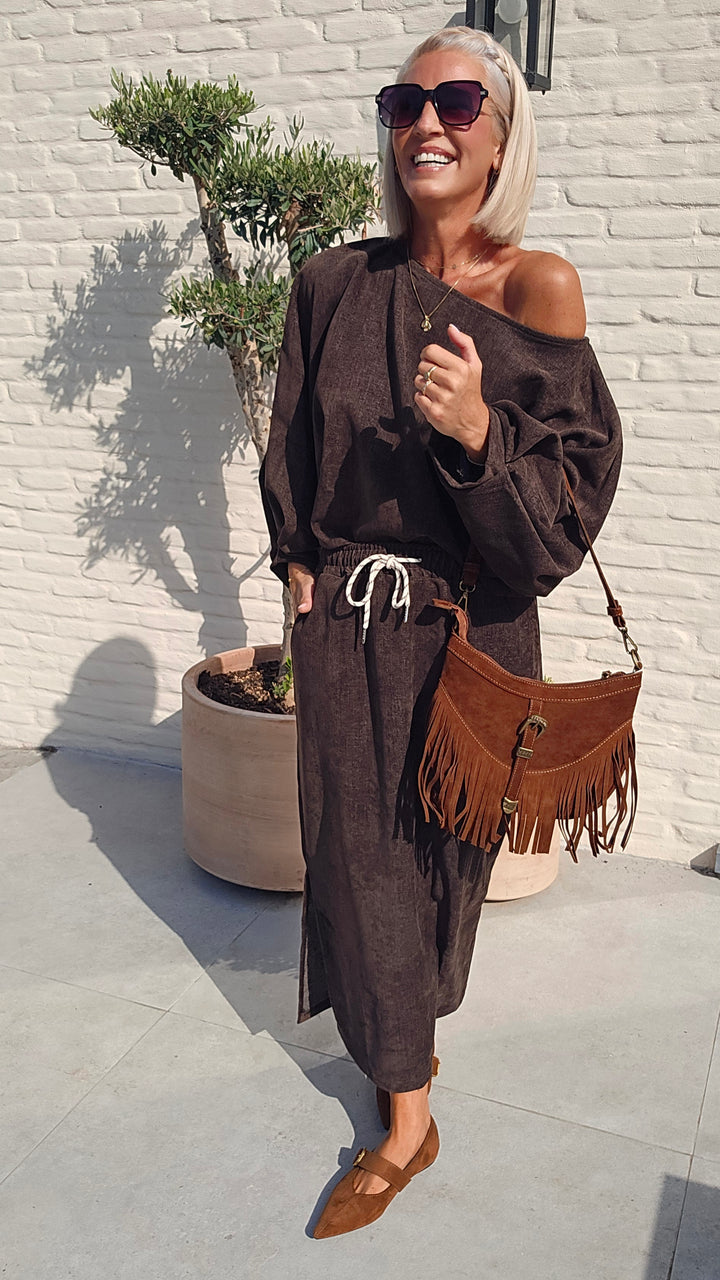 CLAIRE velours skirt chocolat