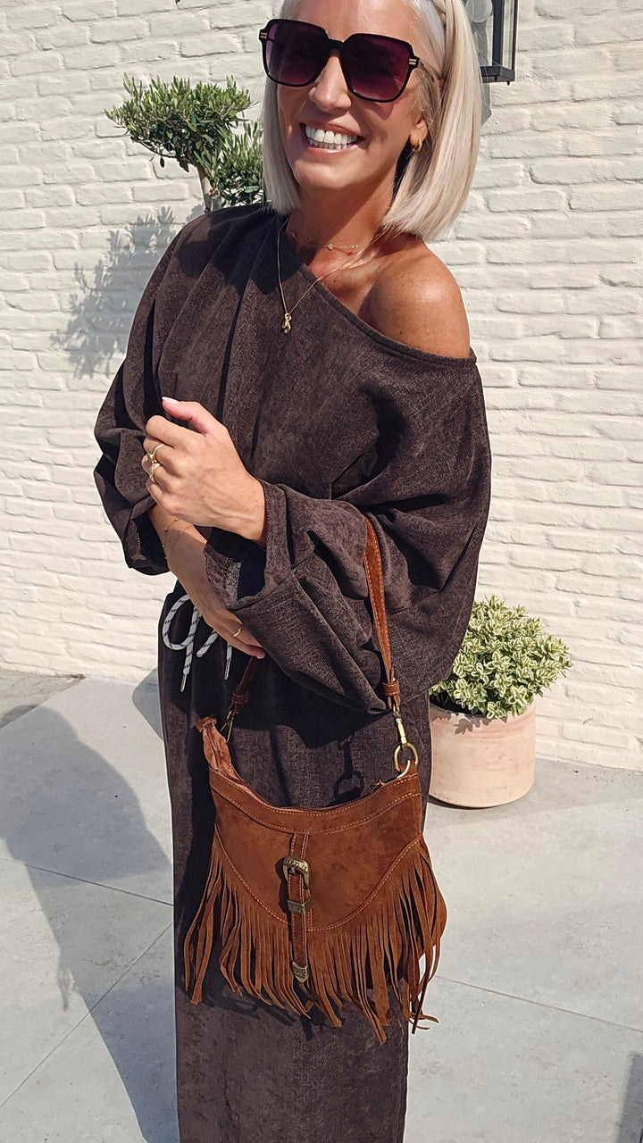 CLAIRE velours top chocolat