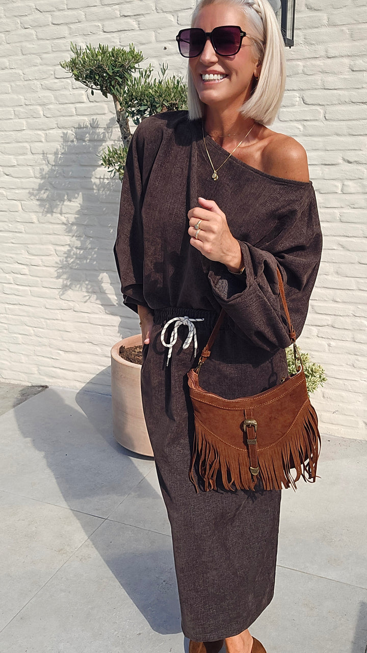 CLAIRE velours top chocolat