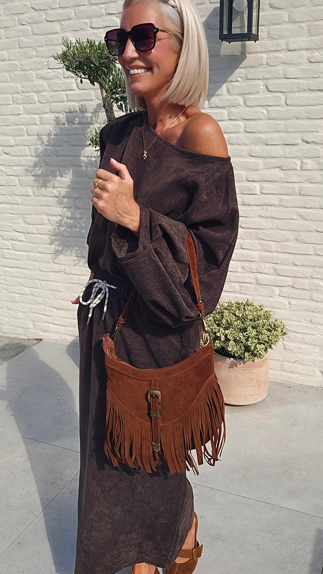 CLAIRE velours top chocolat
