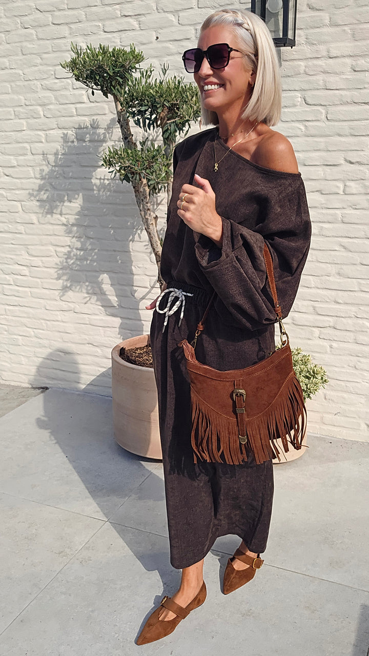 CLAIRE velours top chocolat