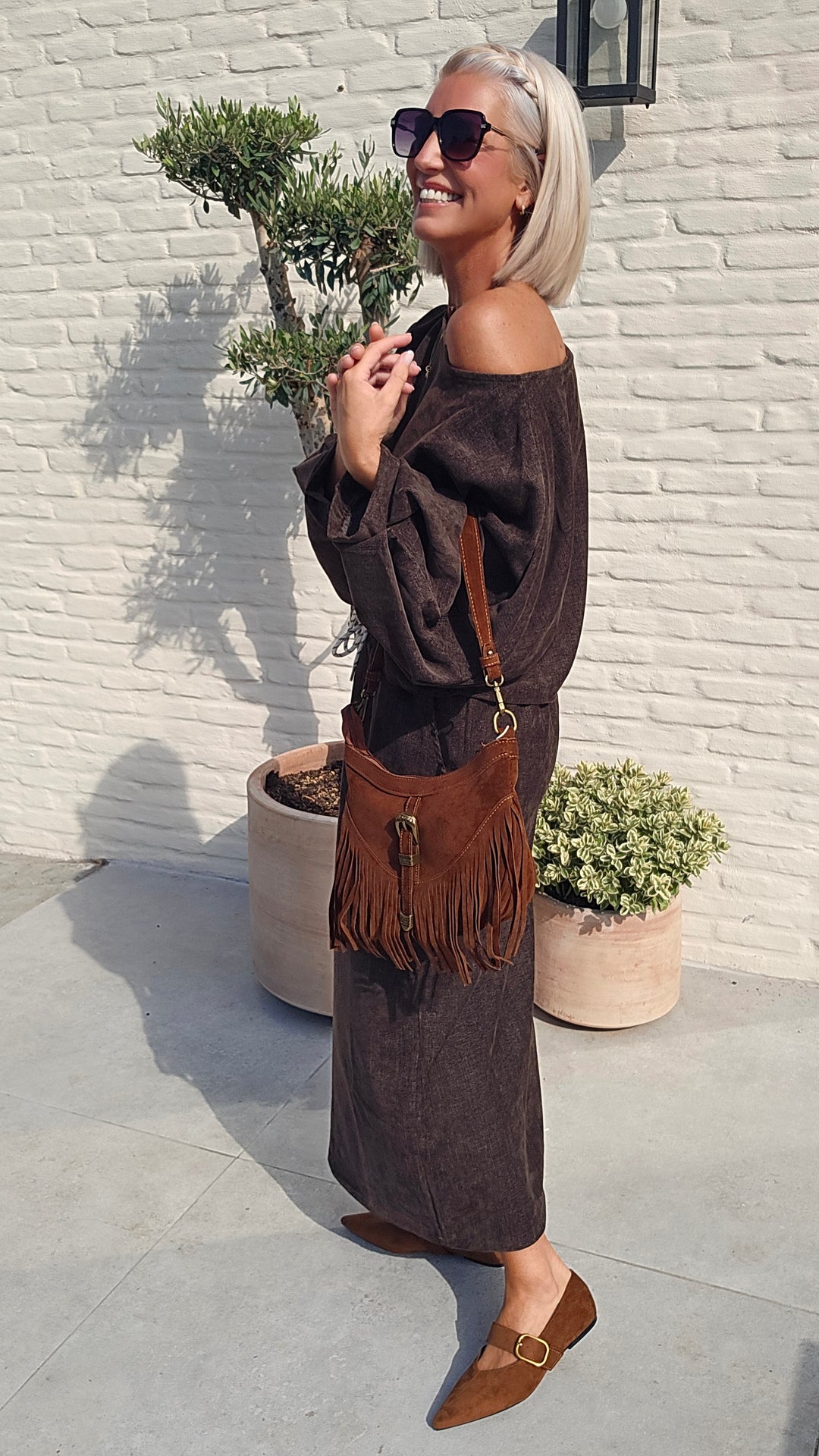 CLAIRE velours top chocolat