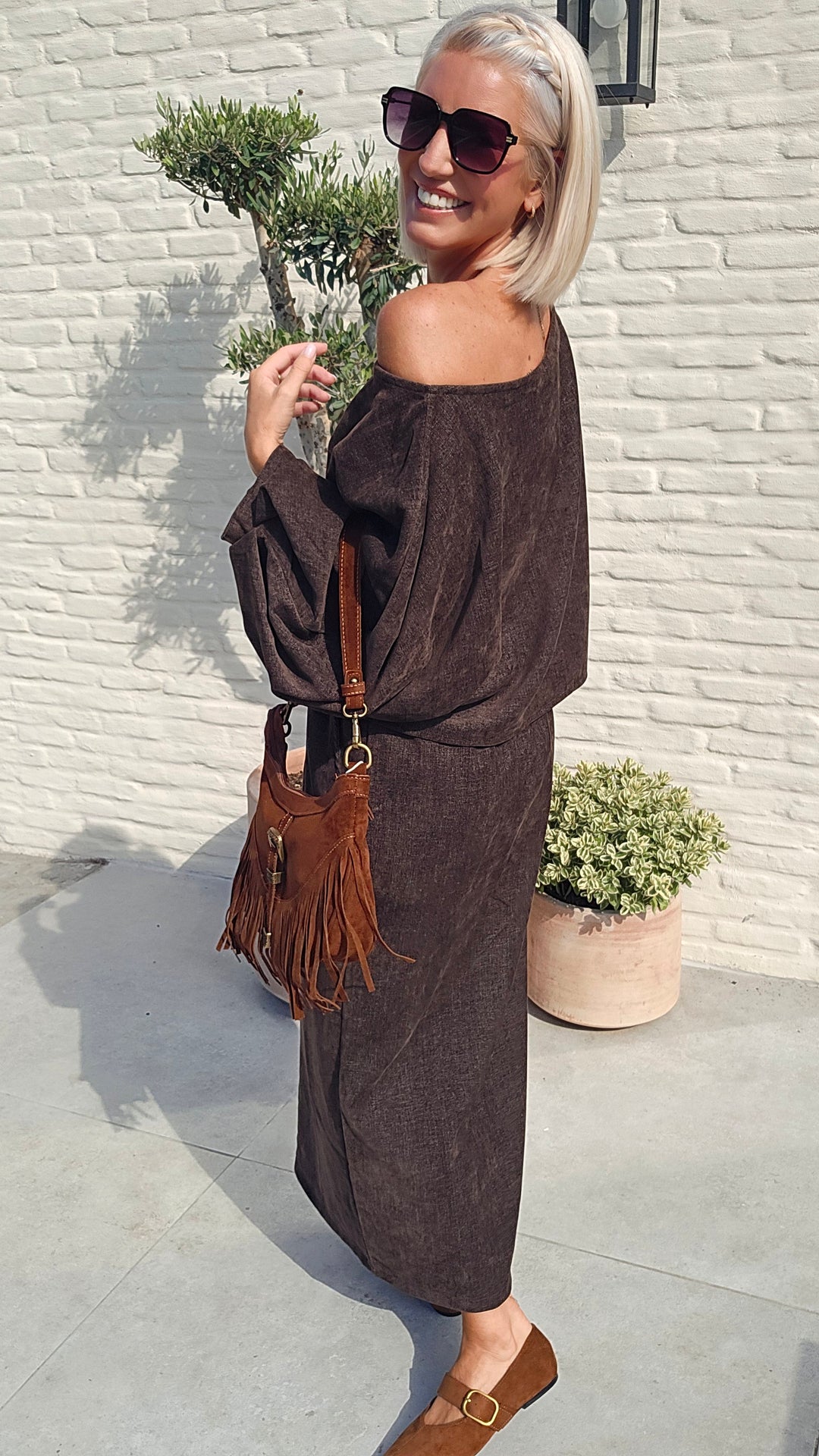 CLAIRE velours top chocolat