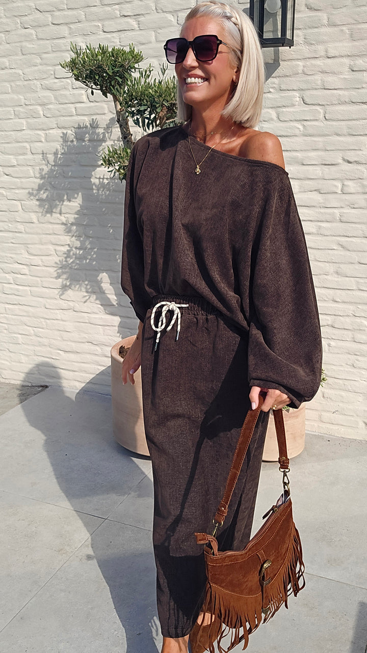 CLAIRE velours skirt chocolat