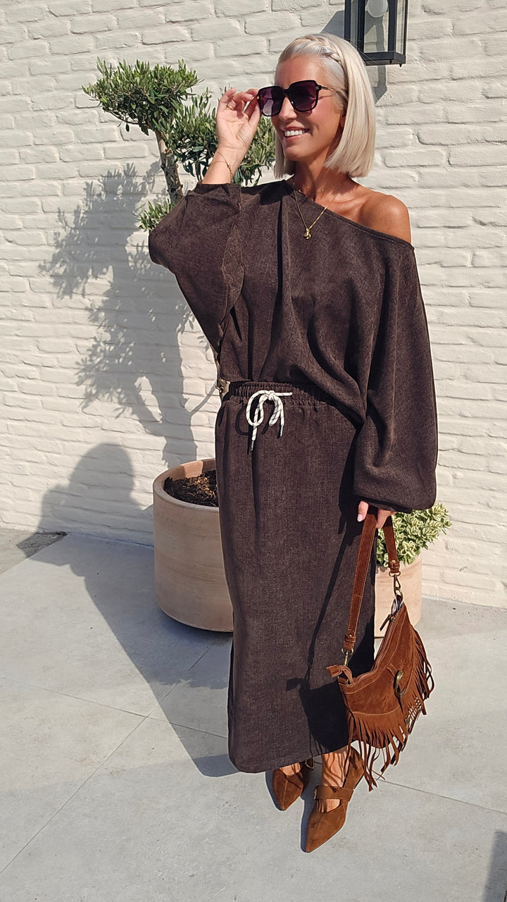 CLAIRE velours top chocolat