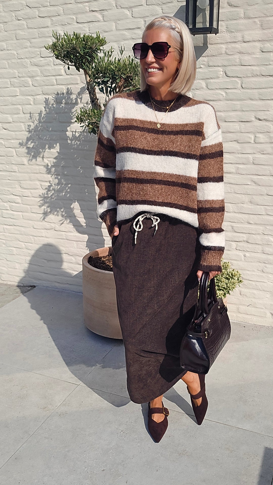 CLEMENCE striped knit chocolat