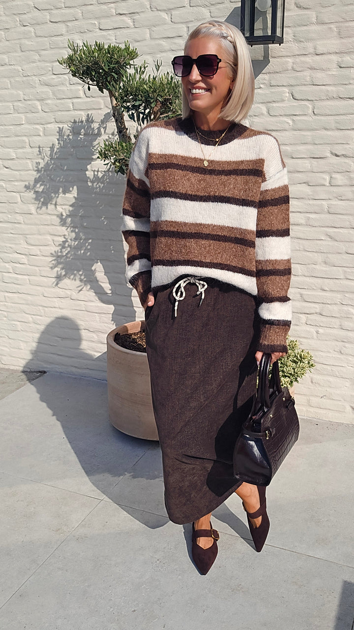 CLEMENCE striped knit chocolat