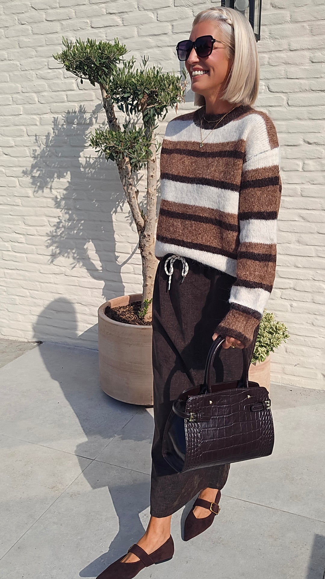 CLEMENCE striped knit chocolat