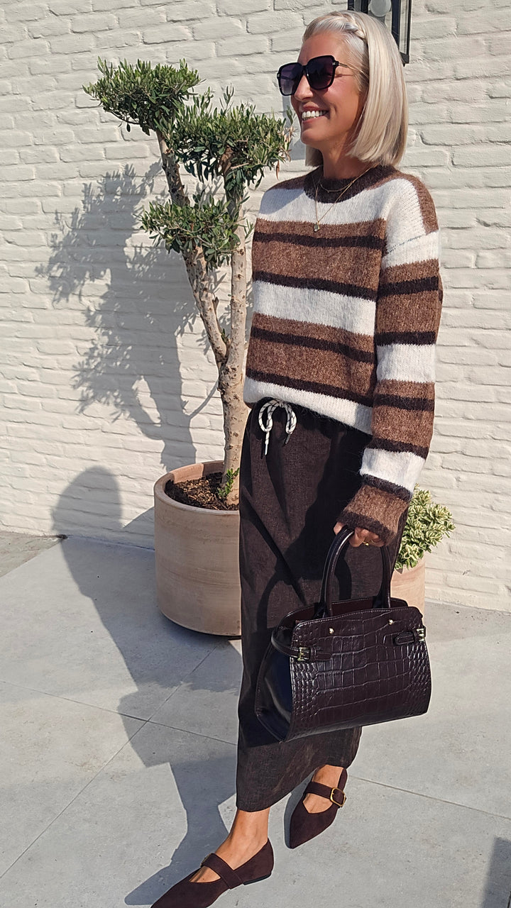 CLEMENCE striped knit chocolat