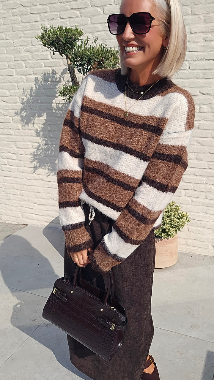 CLEMENCE striped knit chocolat
