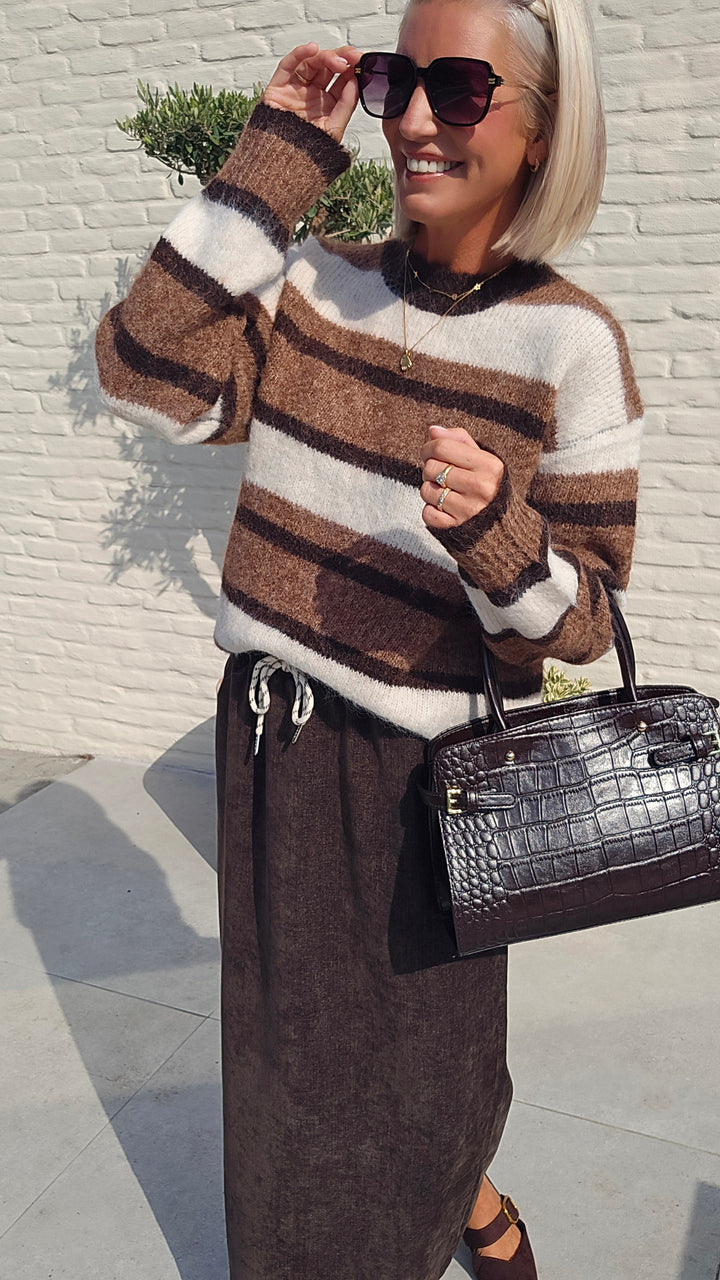 CLEMENCE striped knit chocolat