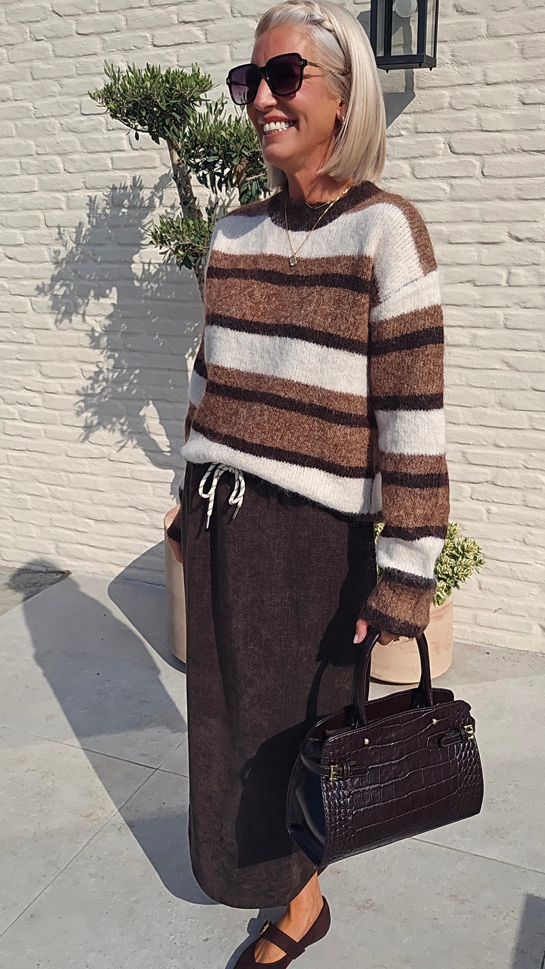 CLEMENCE striped knit chocolat