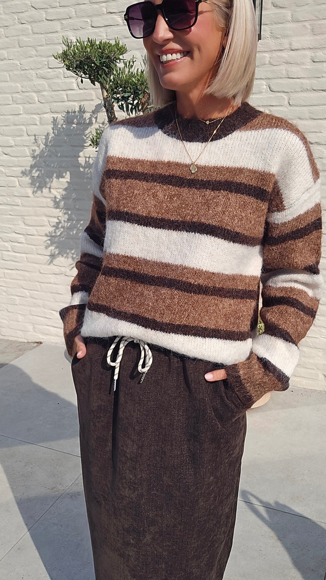 CLEMENCE striped knit chocolat