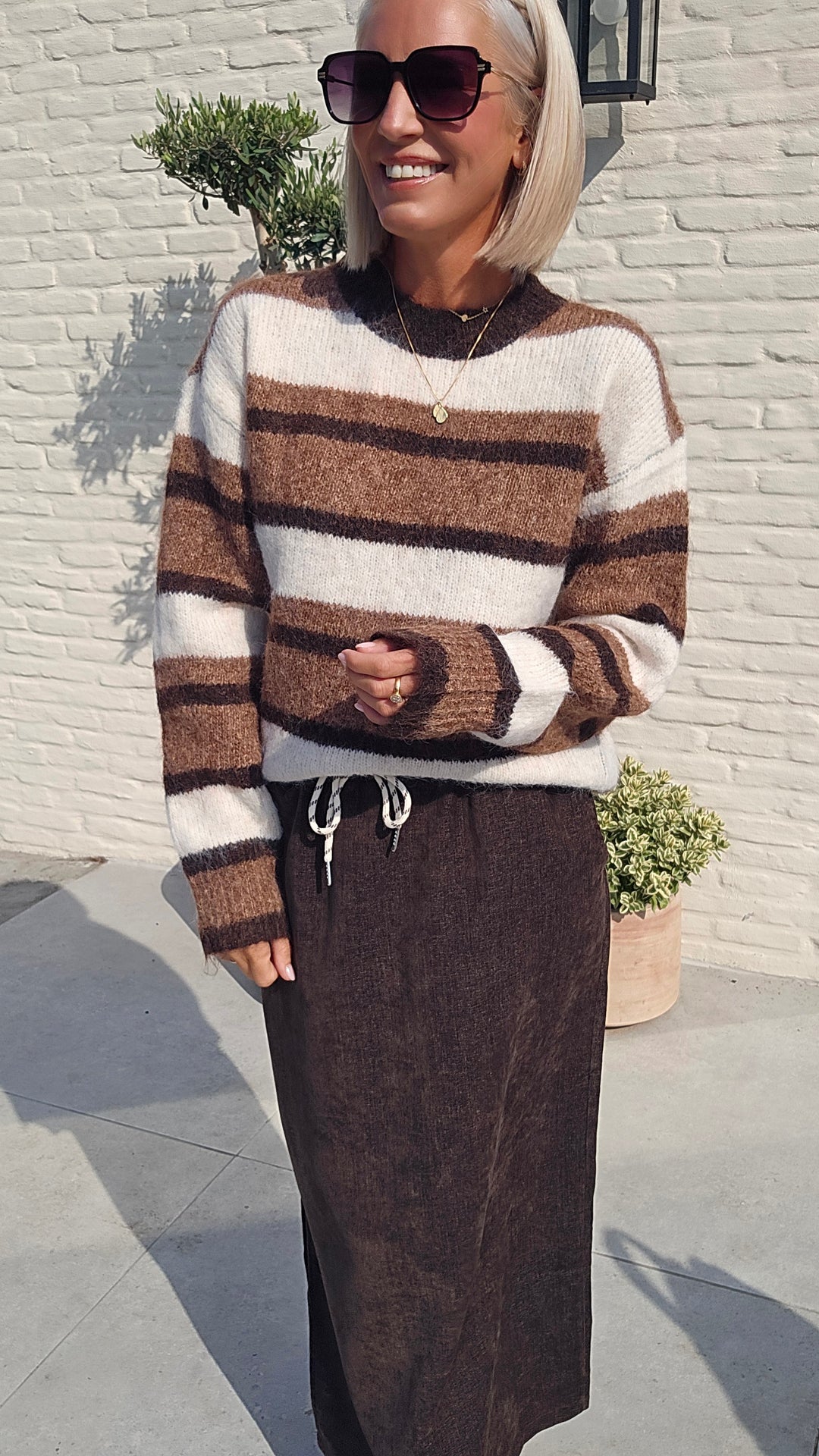 CLEMENCE striped knit chocolat