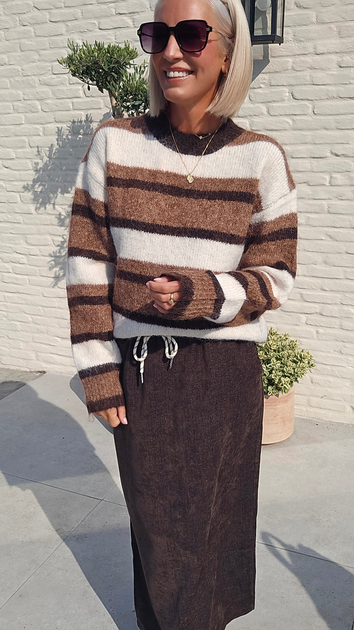 CLEMENCE striped knit chocolat