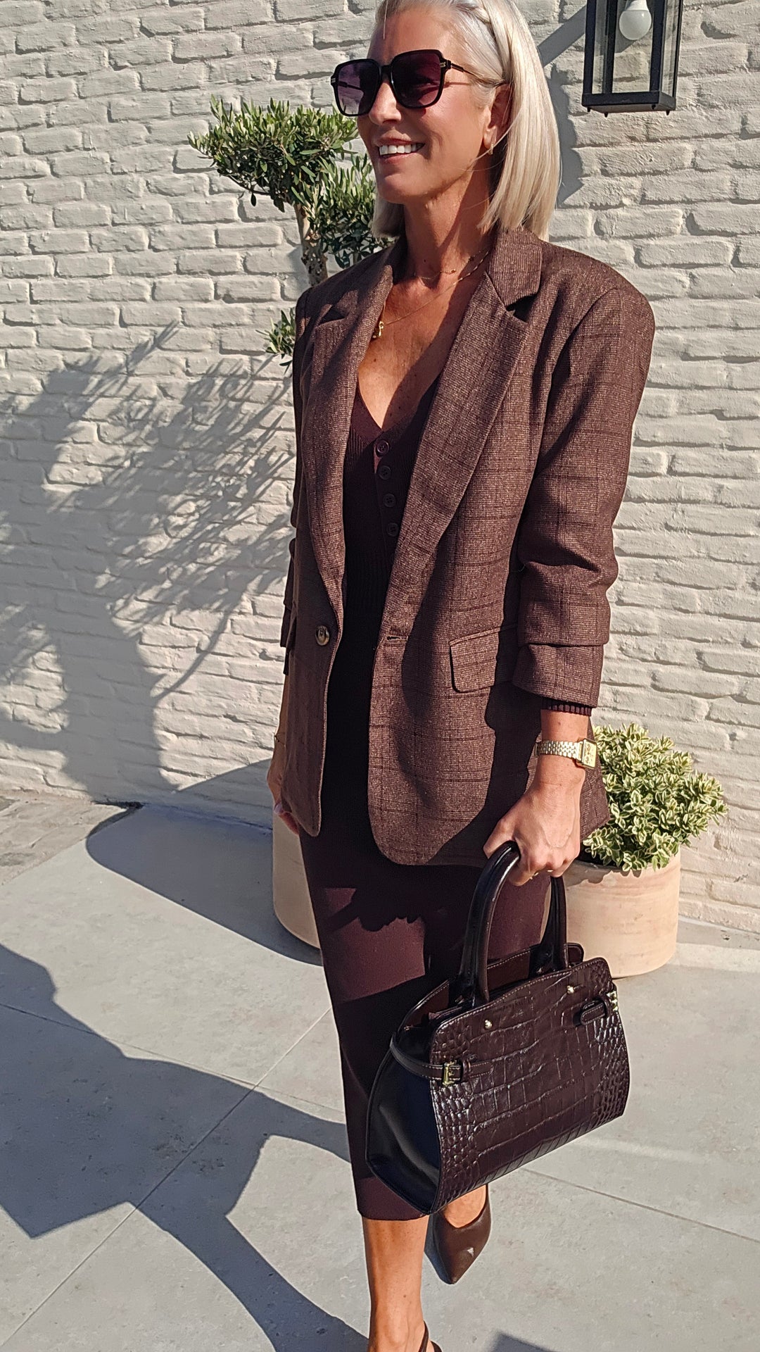 FAMKE blazer chocolat