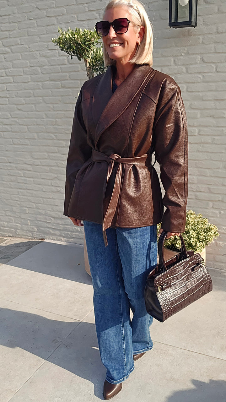 EMI wrap coat chocolat